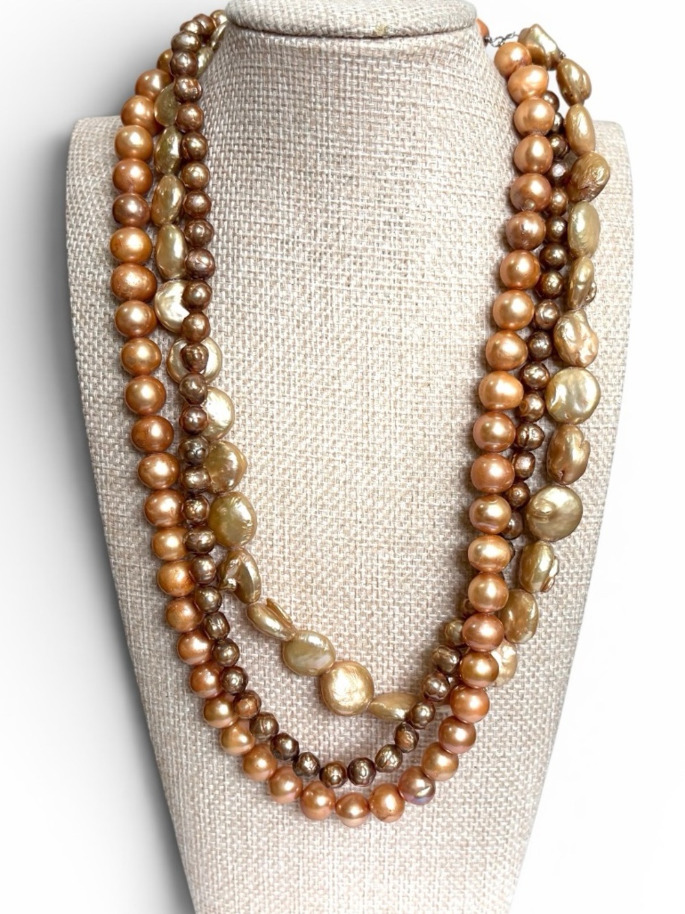 Multi-strand Champagne Real Freshwater Pearls Necklace
